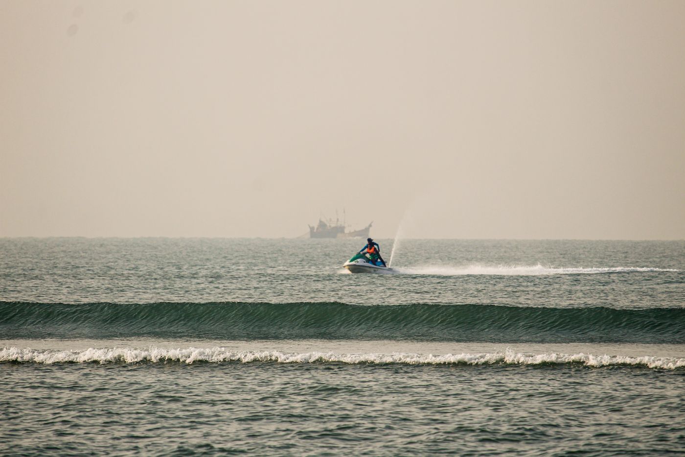 Jet ski on open sea