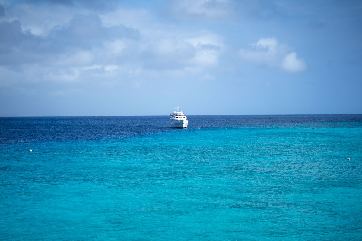 Luxury yacht on turquoise water